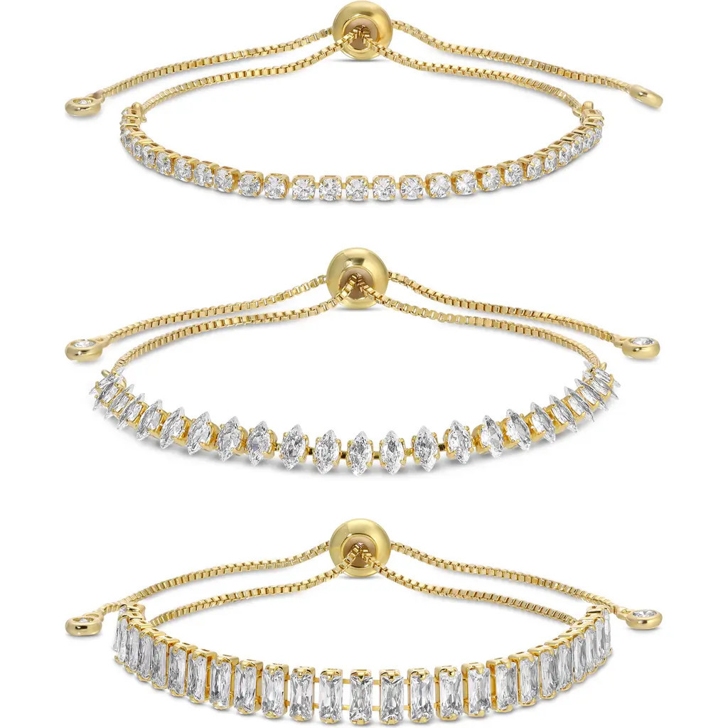 EYE CANDY LOS ANGELES CZ Chain Bracelet Set of 3 in Gold at Nordstrom Rack | Nordstrom Rack