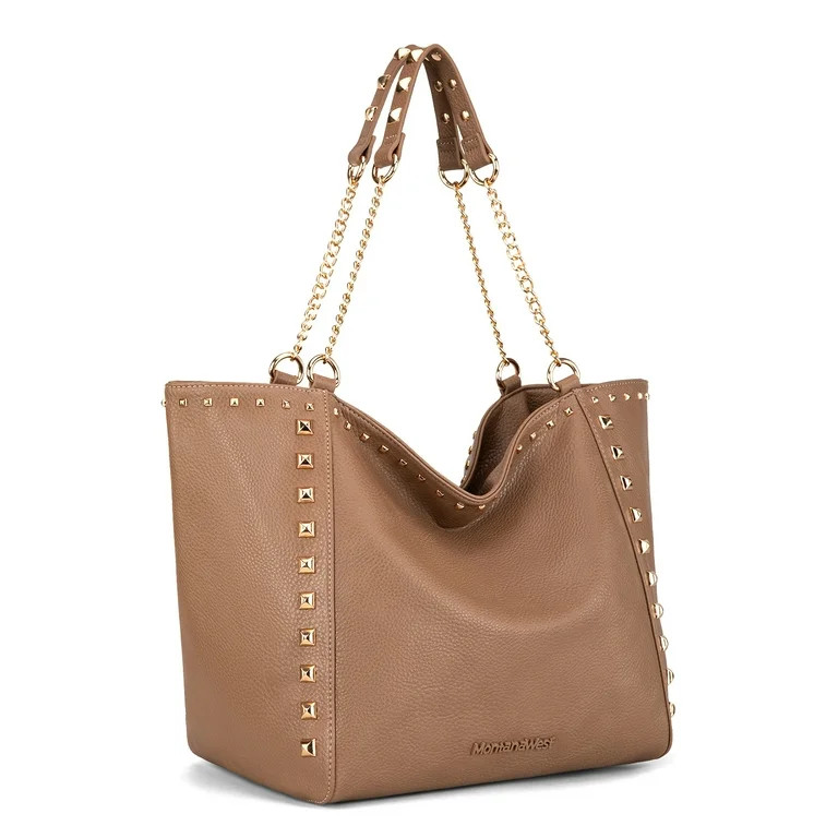 Montana West Large Tote Bag for Women Oversized Shoulder Purses with Chain Handbags, Khaki - Walm... | Walmart (US)
