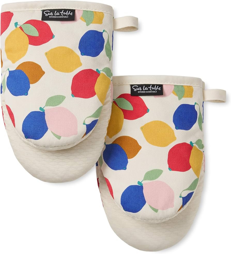 SUR LA Table Kitchen Essentials Lemon Zest Citrus Fruit Mini Oven Mitt 2-Pack Set, Heat Resistant... | Amazon (US)