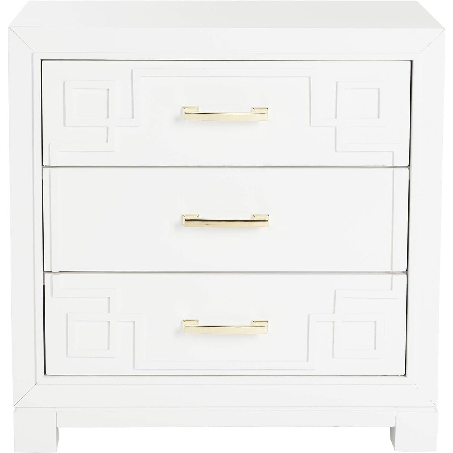 Safavieh Home Collection Raina White 3-Drawer Greek Key Nightstand | Amazon (US)