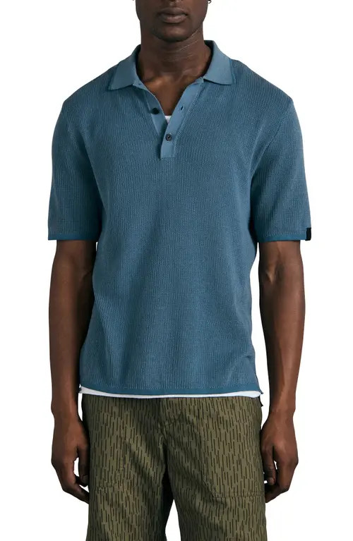 rag & bone Harvey Knit Polo in Skyblu at Nordstrom, Size Medium | Nordstrom