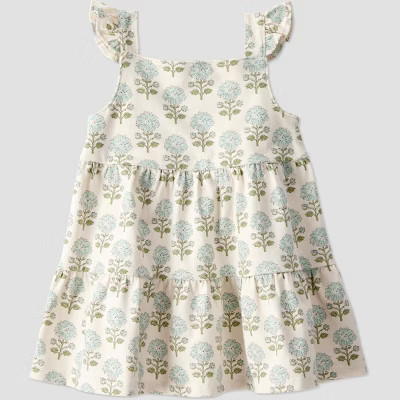 Little Planet by Carter's Organic Baby Knit Dress - 18M: Squareneck, Floral Pattern, Elastic Waistband | Target