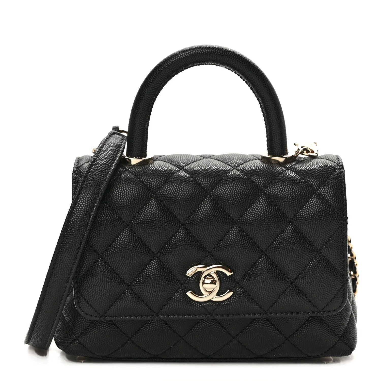 Caviar Quilted Extra Mini Coco Handle Flap Black | FASHIONPHILE (US)