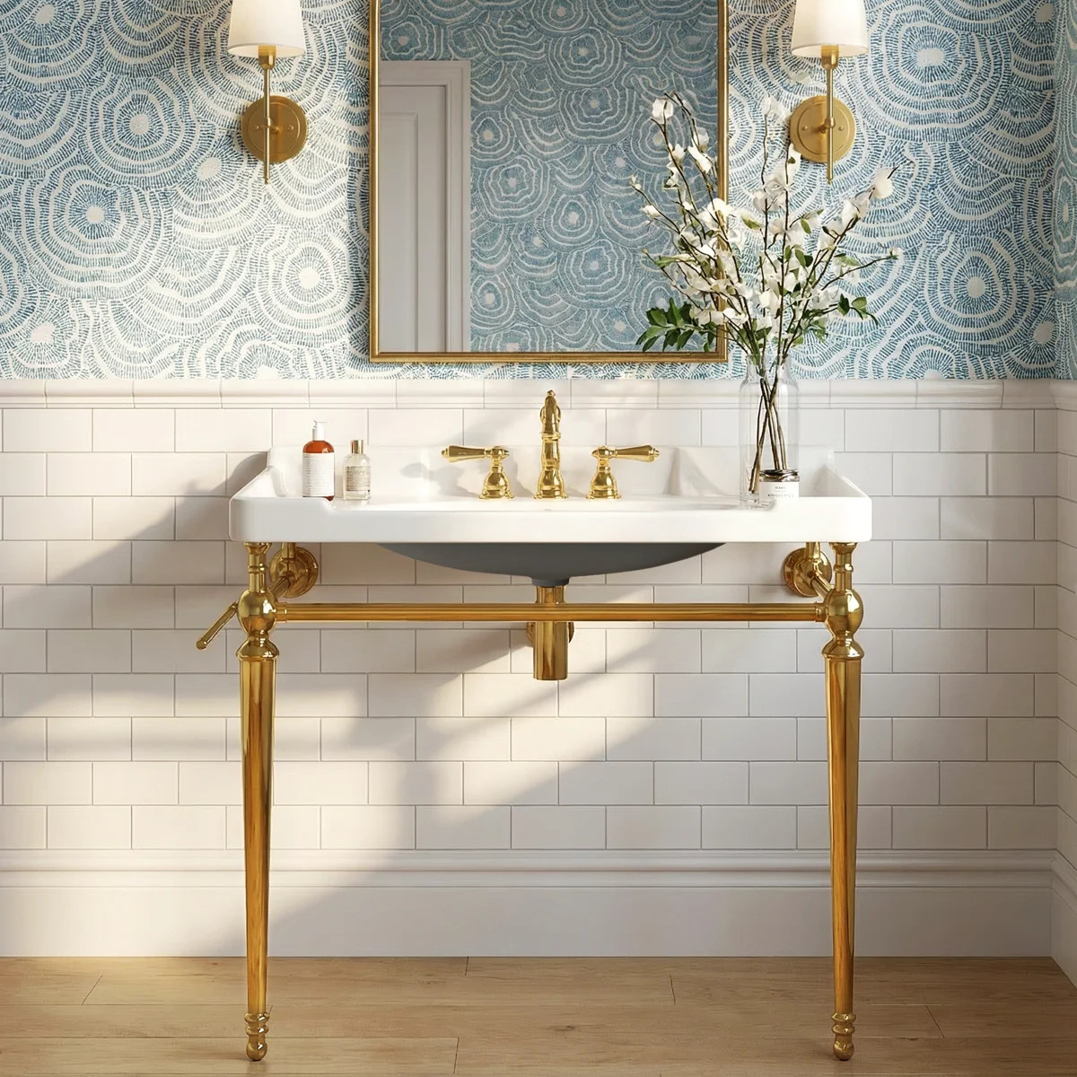 Corbin Wall-Mounted Ceramic Sink with Stainless Steel Legs | Wayfair North America