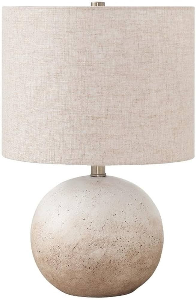 Pemberly Row 20" Concrete Stone Table Lamp with Drum Shade in Beige | Amazon (US)