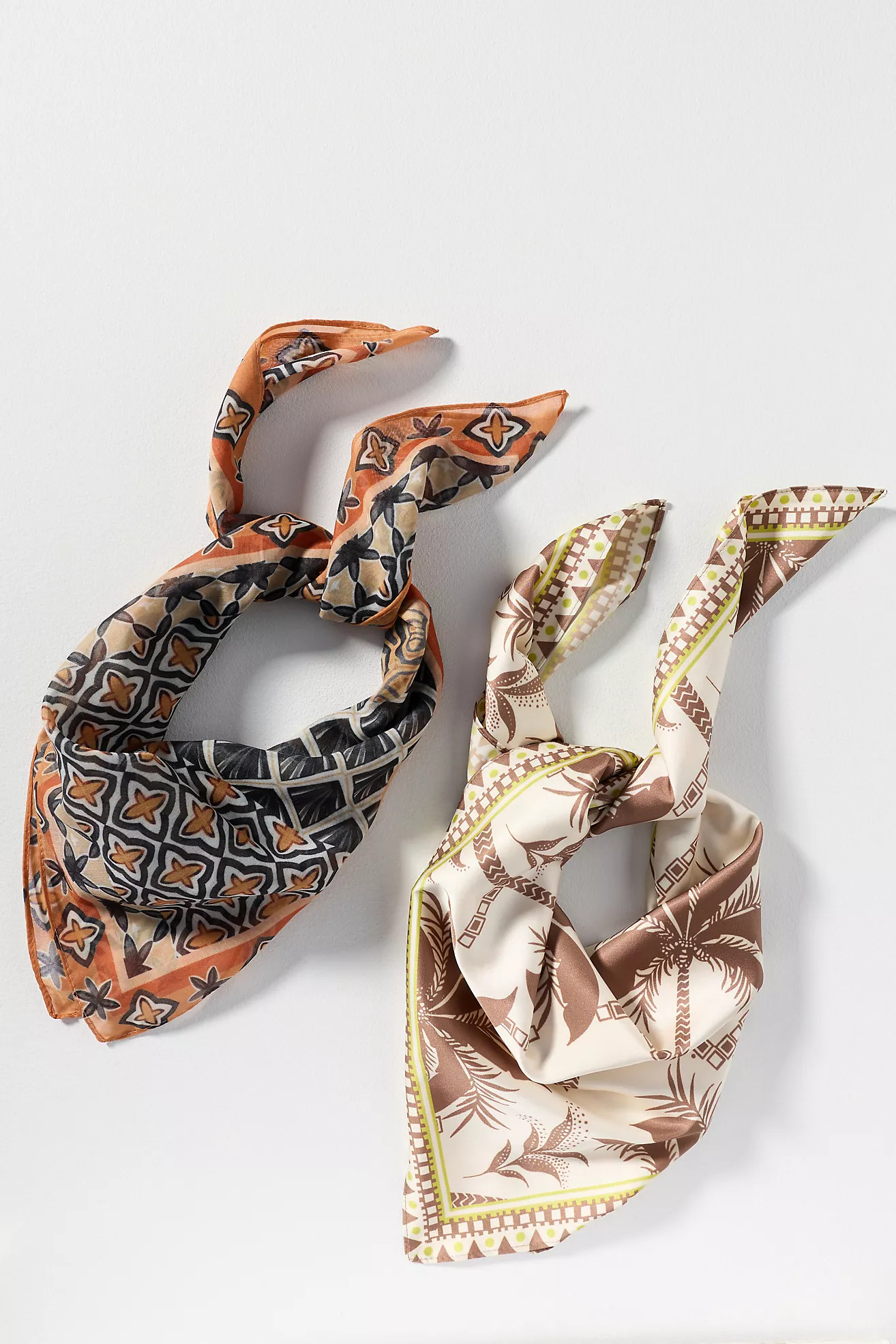 Neutral Patterned Hair Scarves, Set of 2 | Anthropologie (US)