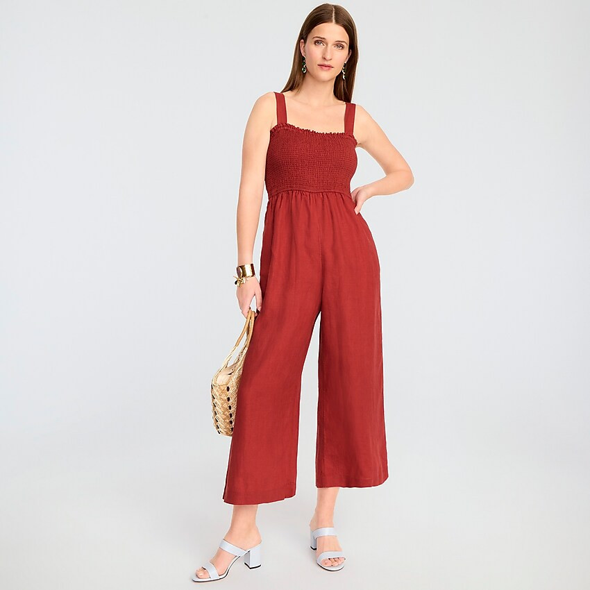 Smocked linen jumpsuit | J. Crew US