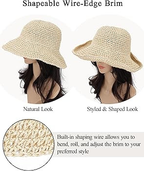 Womens Crochet Straw Sun Hat with Wide Brim – Soft Foldable Floppy Beach Hat for Summer | Amazon (US)