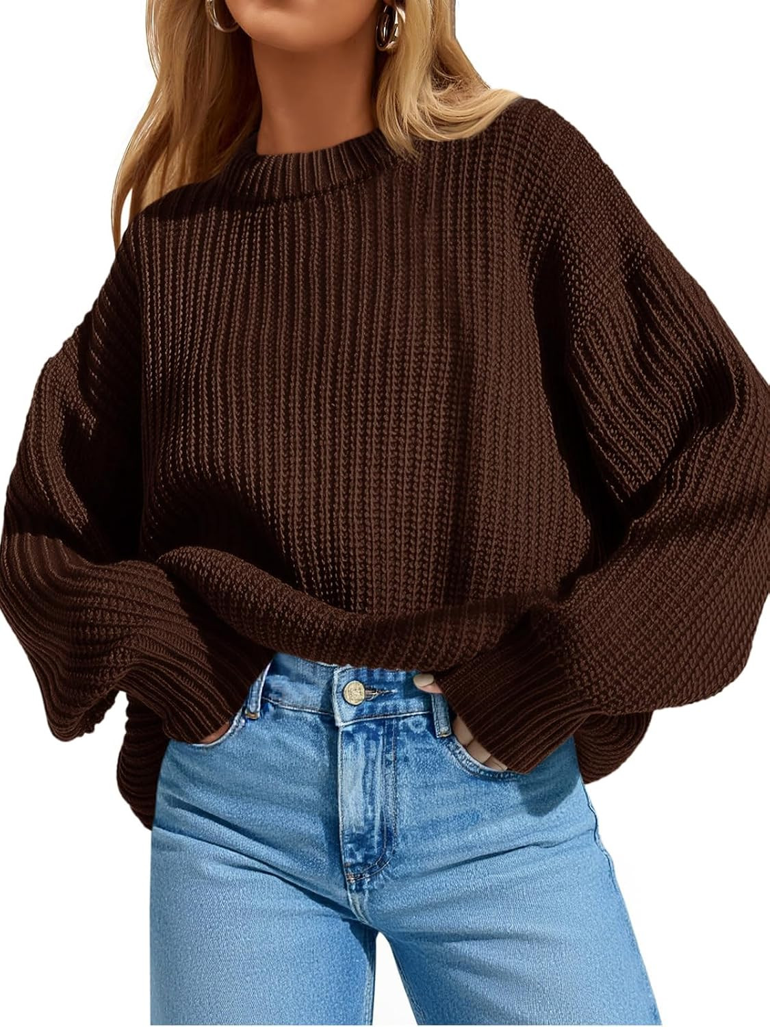 Saodimallsu Womens Oversized Sweater Long Sleeve Crewneck Pullover | Amazon (US)