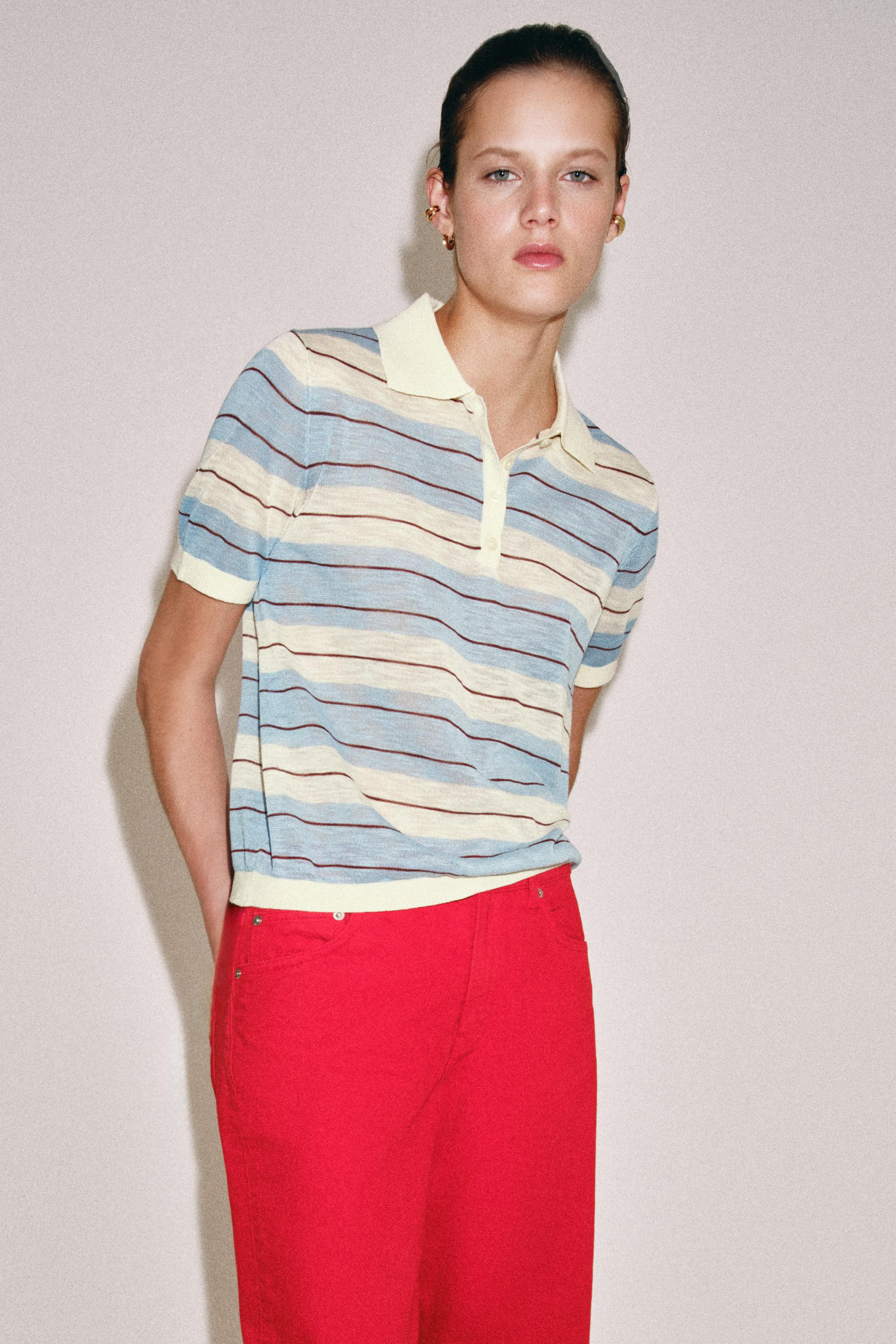 STRIPED KNIT POLO SHIRT | Zara UK