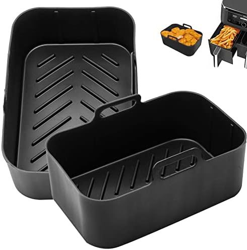 Dootafy Air Fryer Silicone Pot Set of 2, Reusable Liner Black Silicone Basket Air fryers Oven Acc... | Amazon (US)