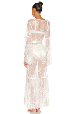 Georgina Long Lace Robe in White | Revolve Clothing (Global)