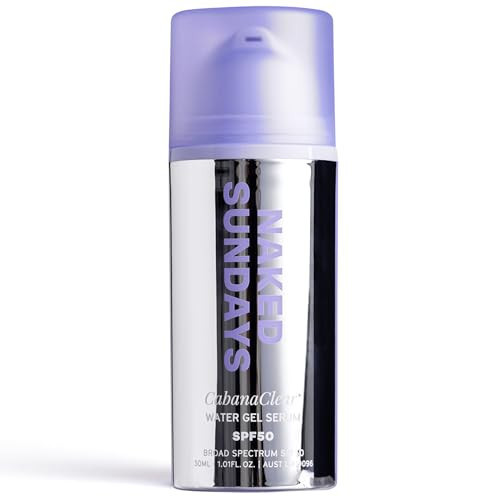 Naked Sundays CabanaClear SPF 50 Water Gel Serum - Invisible Daily Lightweight & Hydrating Sunscreen with Hyaluronic Acid, Broad Spectrum, Oil-Free, Silicone Free, Fragrance-Free for All Skin Types | Amazon (US)