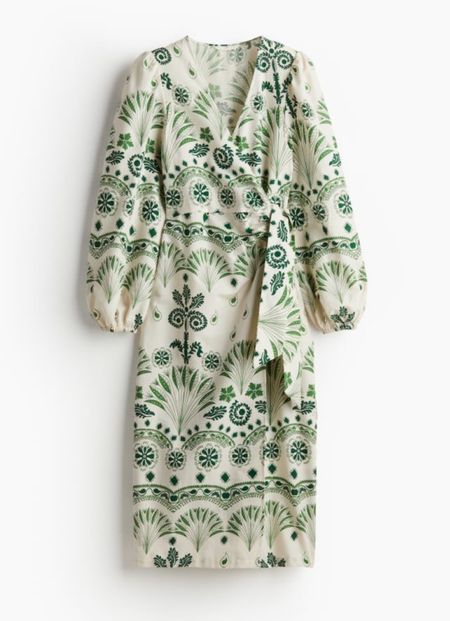 The prettiest green and white printed midi dress for $50 / H&M / summer dress / vacation dress / look for less / resort style 

#LTKStyleTip #LTKTravel #LTKFindsUnder50
