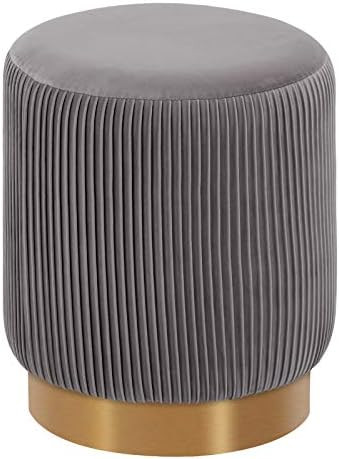 Duhome Modern Round Velvet Ottoman Footrest Vanity Stool Gray | Amazon (US)