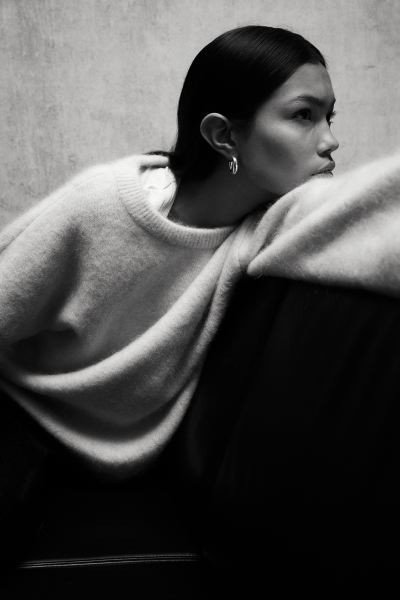 Mohairsekoitteinen oversize-neulepusero - Tummanharmaa - NAISET | H&M FI | H&M (DE, AT, CH, NL, FI)