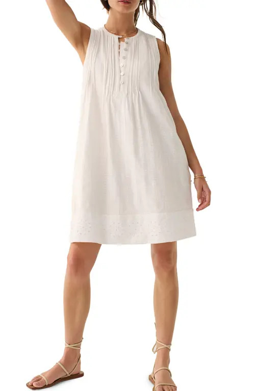 Faherty Isha Pintuck Eyelet Trim Organic Cotton Dress in White at Nordstrom, Size Xx-Large | Nordstrom