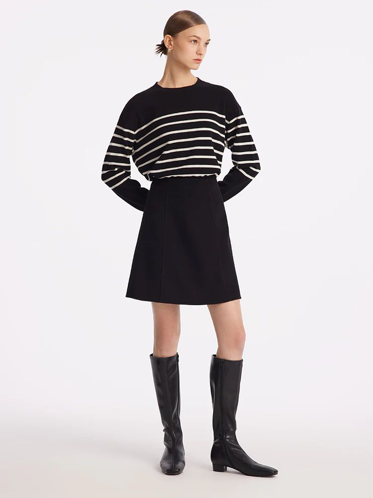 Tencel&Wool Knee-Length Skirt | GoeliaGlobal