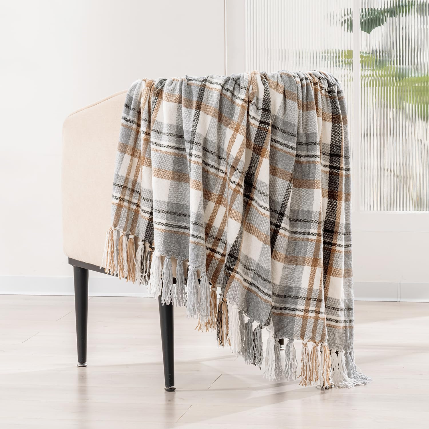 EVERGRACE Plaid Chenille Throw Blanket for Couch, Super Soft Cozy Decorative Farmhouse Plaid Thro... | Amazon (US)
