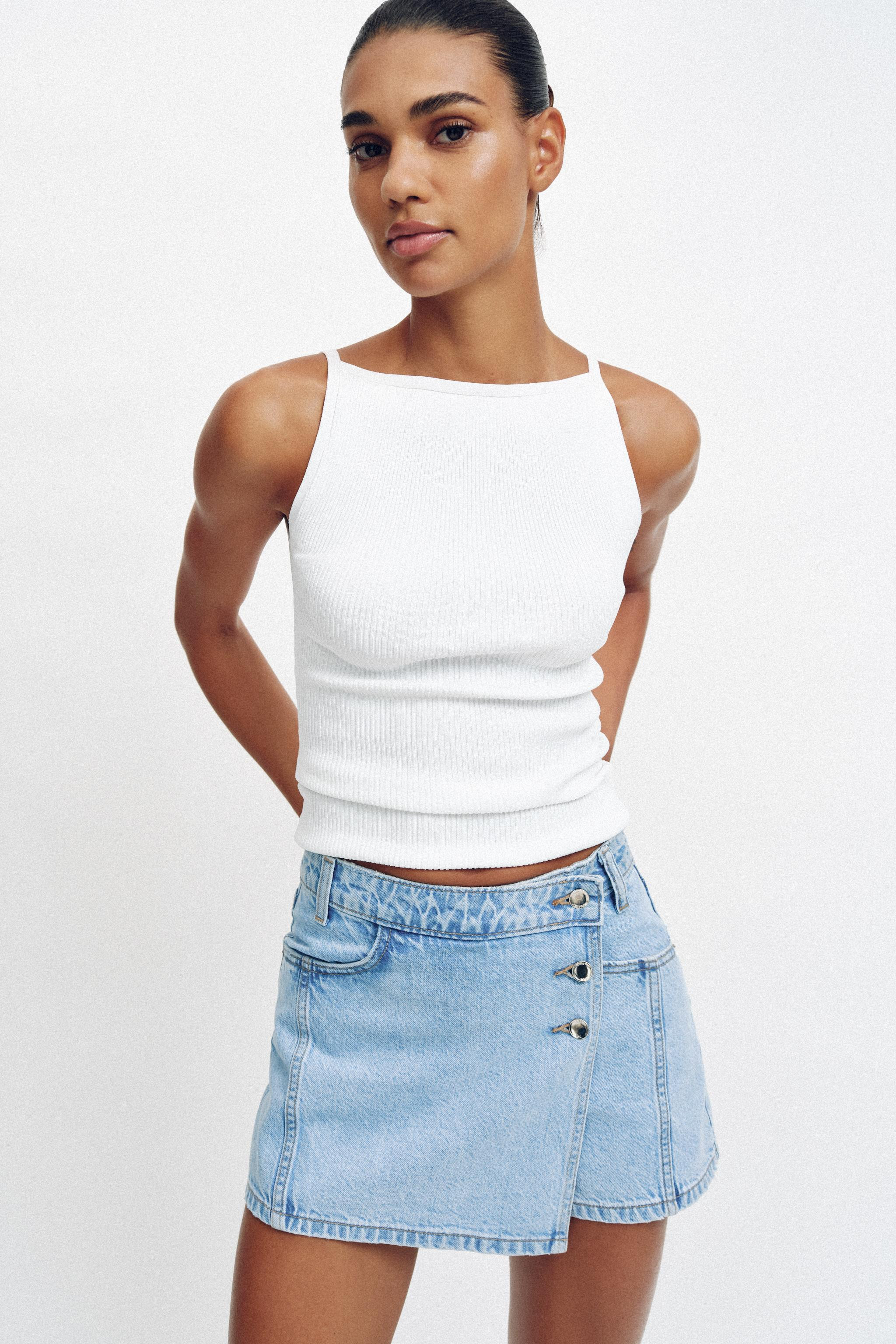 Z1975 WRAP DENIM SKORT | Zara UK