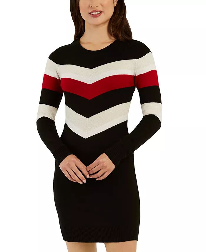 BCX Juniors' Striped Long-Sleeve Sweater Dress & Reviews - Dresses - Juniors - Macy's | Macys (US)