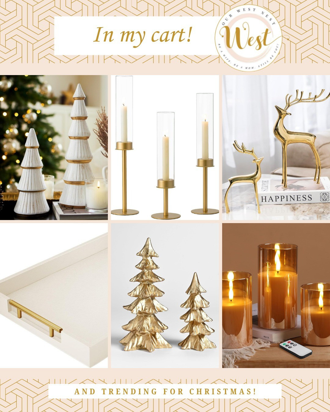 Create an elegant yet cozy Christmas living room this season with affordable glam Christmas coffee table decor that looks straight out of a magazine. Style trays with Christmas candles, Christmas figurines, and layered Christmas centerpieces to capture that vintage charm you love. These Amazon Christmas decor ideas make budget friendly living room Christmas decorations totally effortless. #HolidayHome #CozyVibes

#LTKSeasonal #LTKHoliday #LTKHome