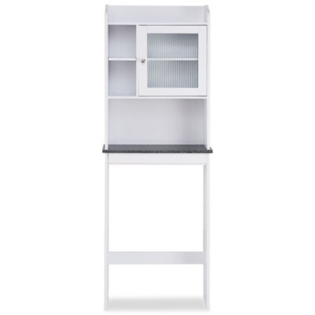 GHP 23.3""x7.4""x68.1"" White MDF Panel & Black Hammered Glass Over-The-Toilet Shelf | Walmart (US)