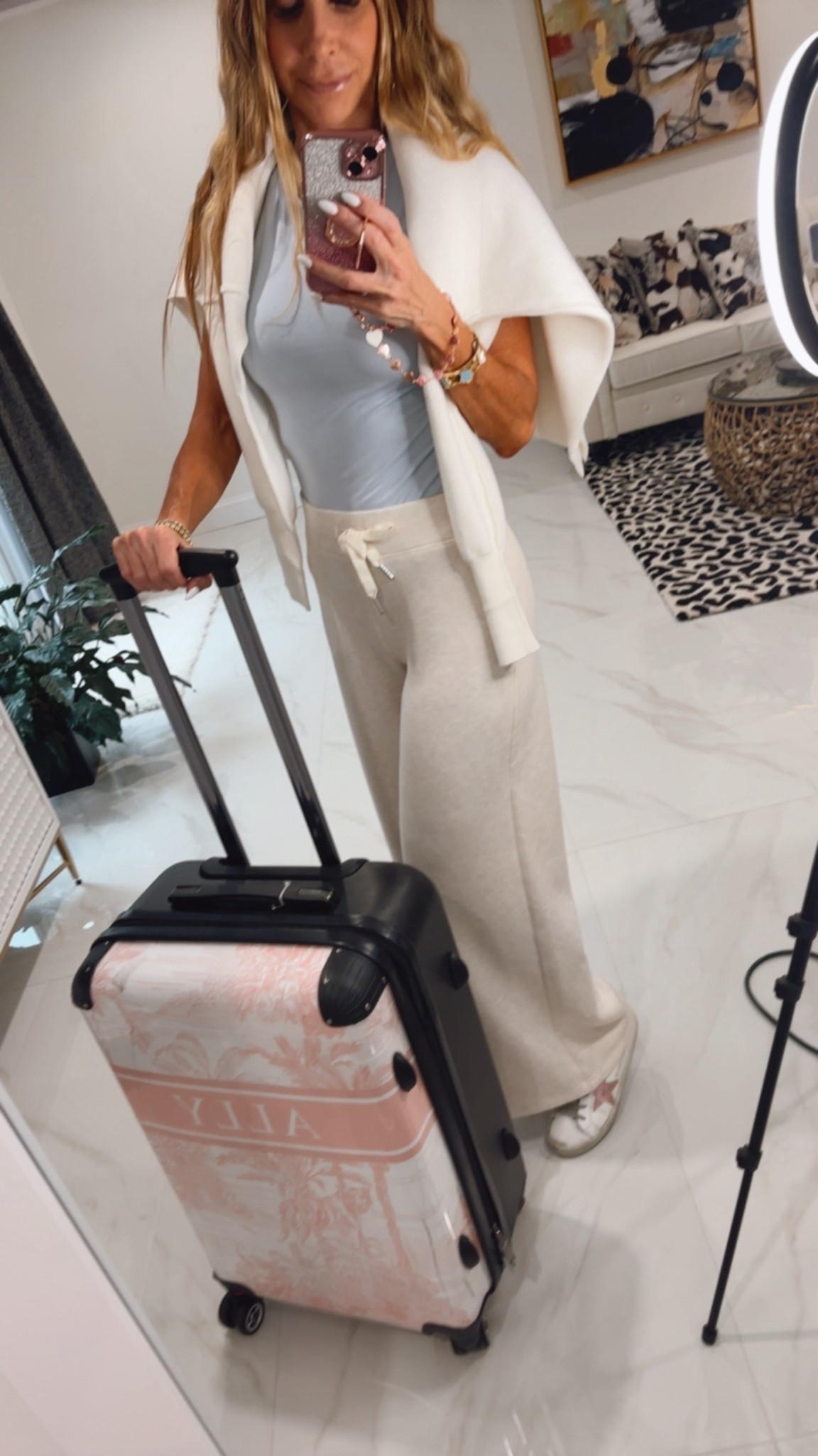 ✨Spanx wide legging, baby tee both super soft & comfy 🩵 @Spanx 

#LTKootd #LTKOver40 #LTKTravel