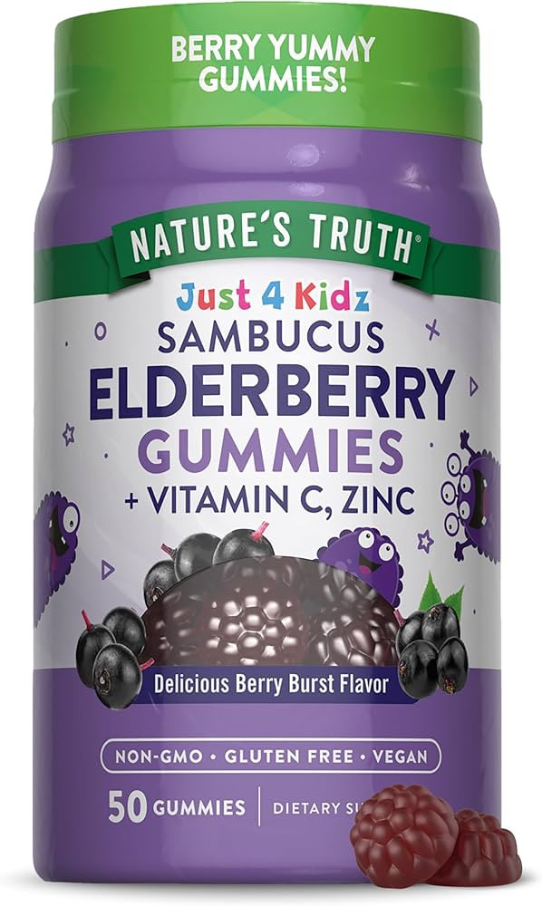 Nature's Truth Kids Elderberry Gummies | 50 Count | with Zinc and Vitamin C | Vegan, Non-GMO & Gl... | Amazon (US)