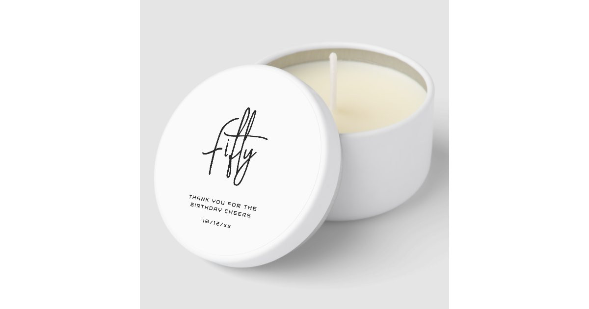 Simple Black and White Fifty Birthday Party Mini Candle Favors | Zazzle | Zazzle
