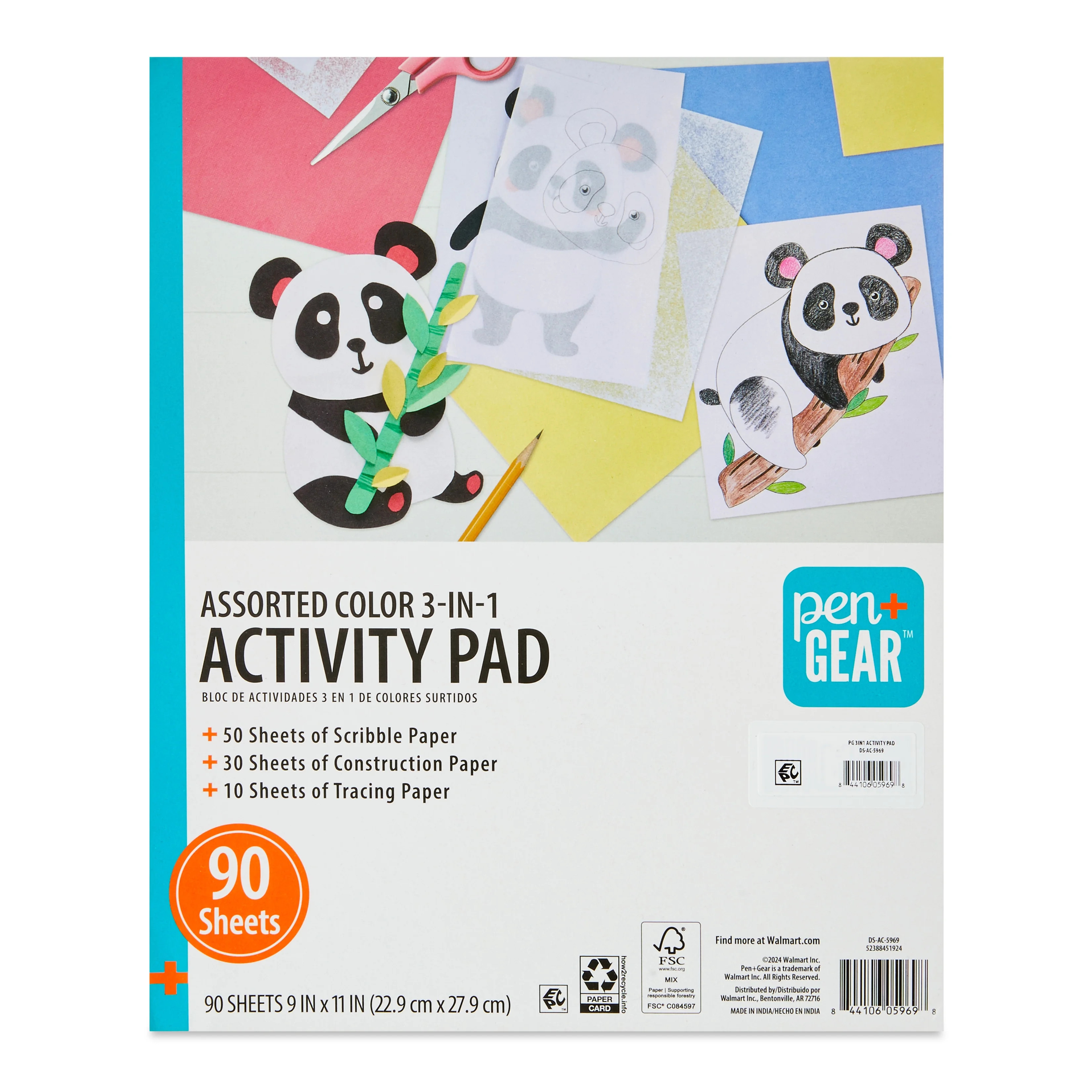Pen+Gear 3-in-1 Activity Pad, 9" x 11", 90 Sheets | Walmart (US)