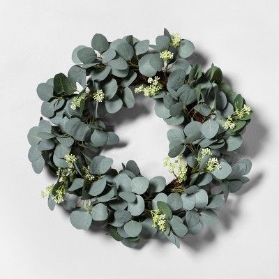 20" Faux Eucalyptus with Seeds Wreath - Hearth & Hand™ with Magnolia | Target