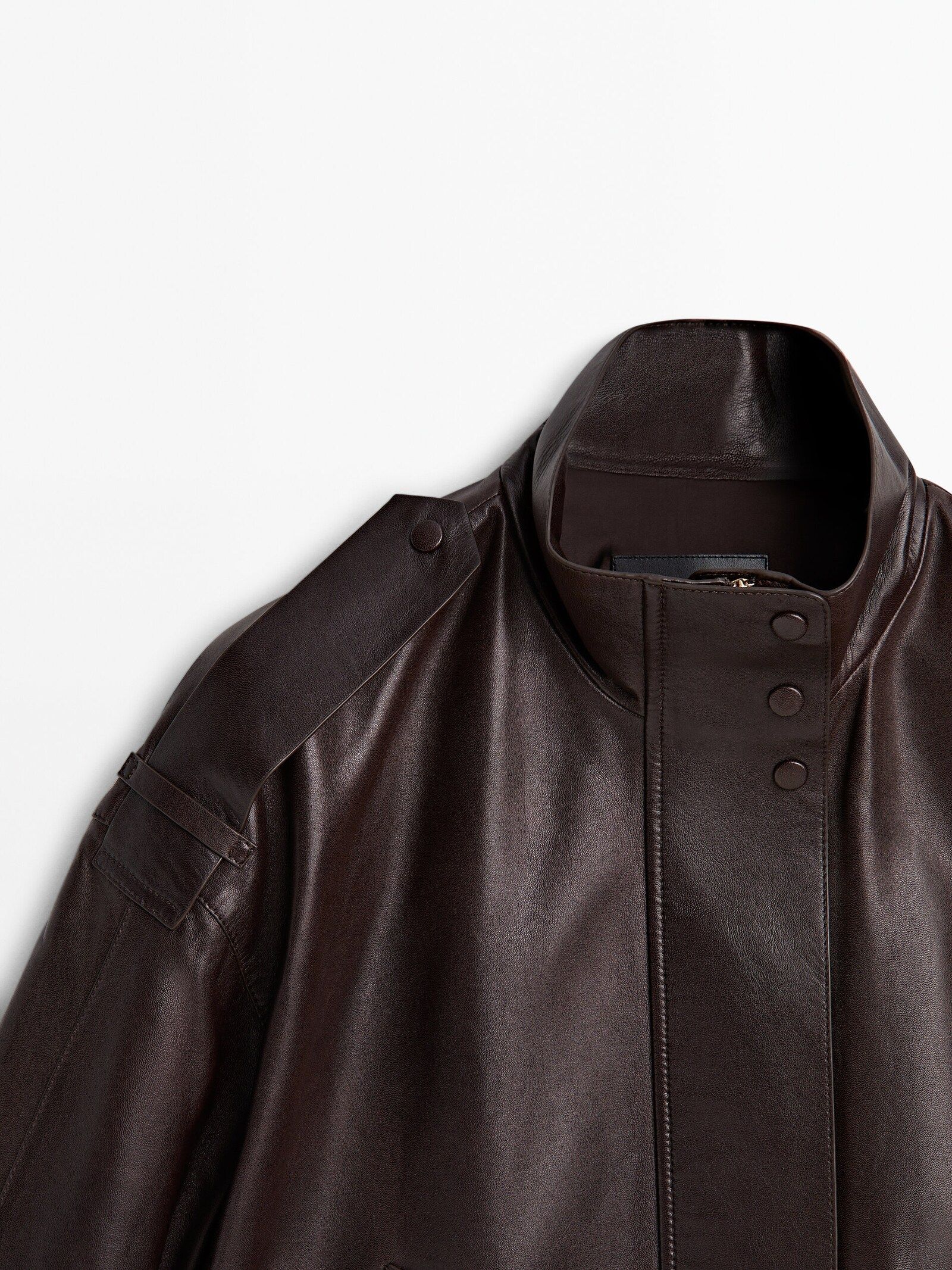 Nappa leather jacket with adjustable hem | Massimo Dutti UK