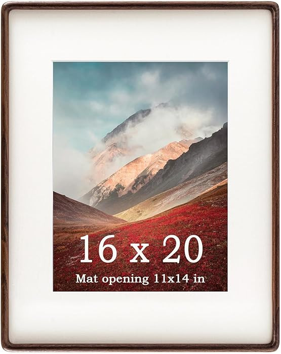 16x20 Frames Natural, Solid Walnut Wood 16 x 20 Picture Frame with Mat for 11 x 14 Image, Wall Ga... | Amazon (US)