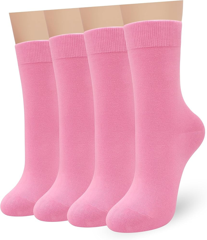 Womens Combed Cotton Color Thin socks Viscose- Breathable Soft Crew Casual Socks Comfort Gift 4 P... | Amazon (US)