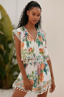 Farm Rio Sweet Bloom Tassel Pull-On Shorts | Anthropologie (US)