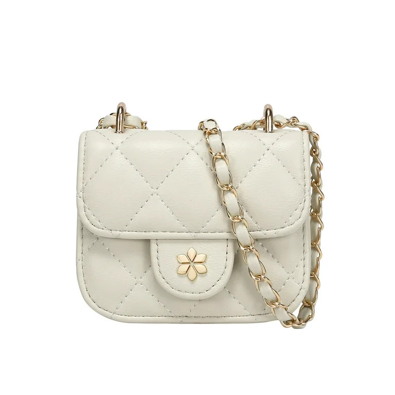 Quilted Mini Cross Body Bag - PU Vegan leather - Cream | Walmart (US)
