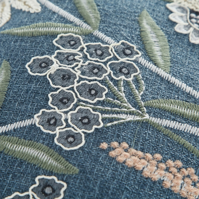 Mainstays Chambray Embroidered Botanical Decorative Pillow 14" x 20" | Walmart (US)