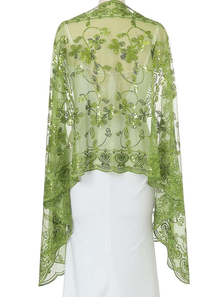 EASEDAILY Women's 1920s Shawls and Wraps for Evening Party Dress Sparkling Sequin Deco Wedding Sc... | Amazon (US)