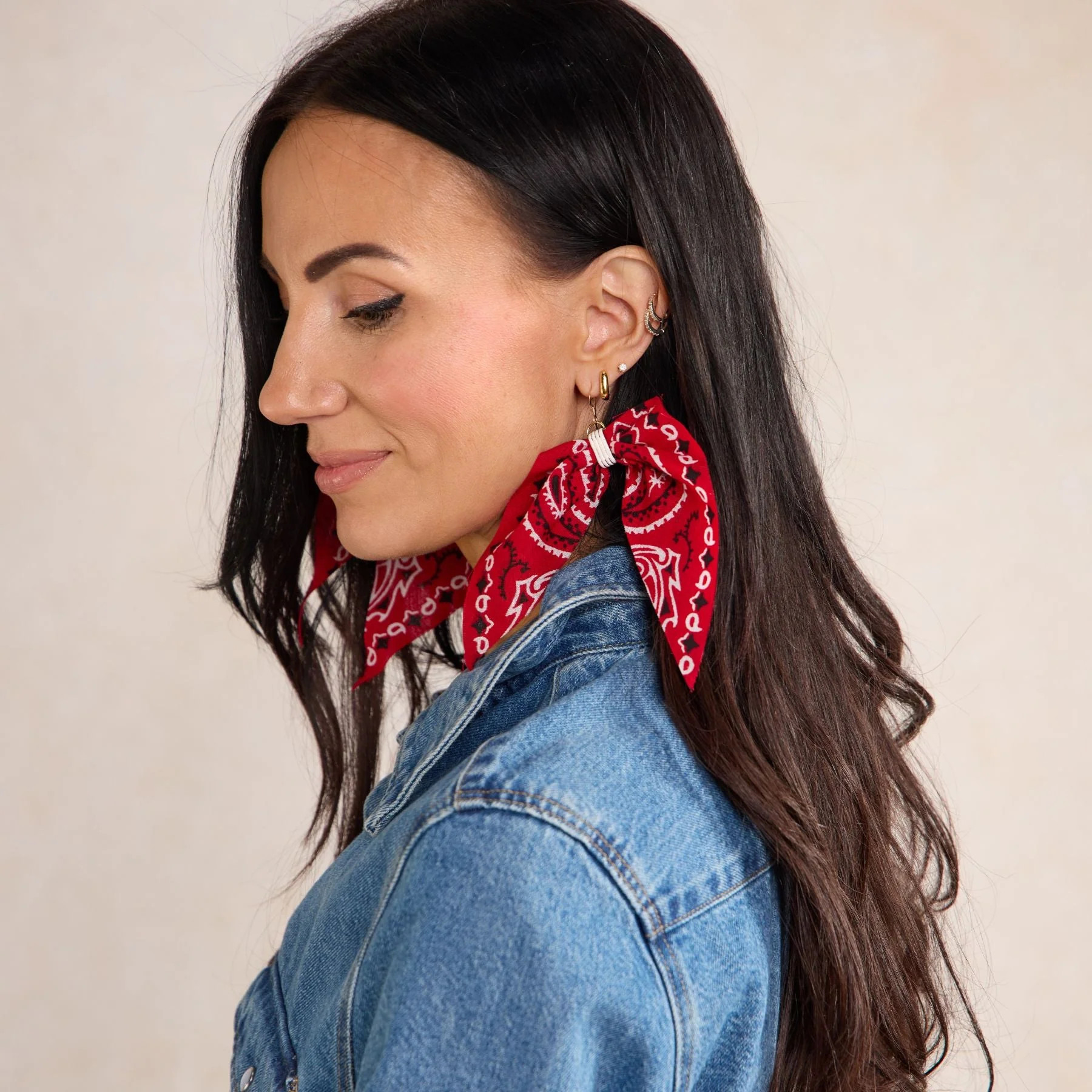 Red Bandana Statement Earrings | Nickel and Suede