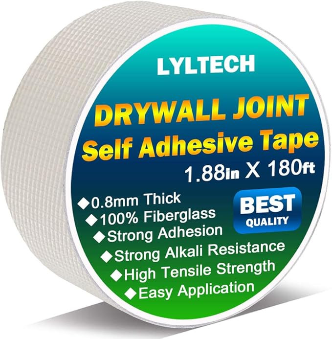 LYLTECH Drywall Joint Tape-13 MESH,100% Fiberglass 1.88-Inch X 180Feet,Heavy-Duty Self-Adhesive W... | Amazon (US)