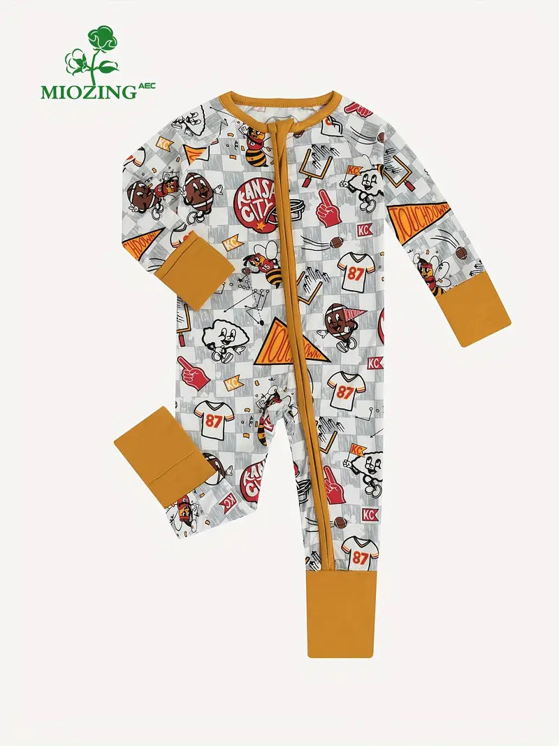 Baby Boy's American Football Print Bodysuit, Comfy Bamboo Fiber Long Sleeve Onesie, Infant's Clot... | Temu Affiliate Program