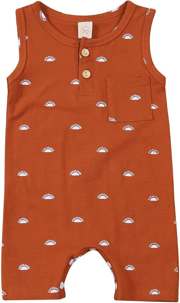 Amiblvowa Infant Baby Boy Girl Tank Romper Sleeveless Solid Sunshine Short Jumpsuit Summer One Pi... | Amazon (US)