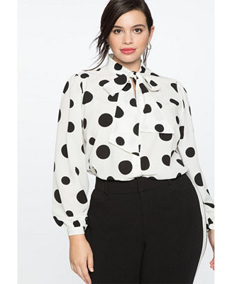 Women's Printed Tie Neck Blouse | Macy's