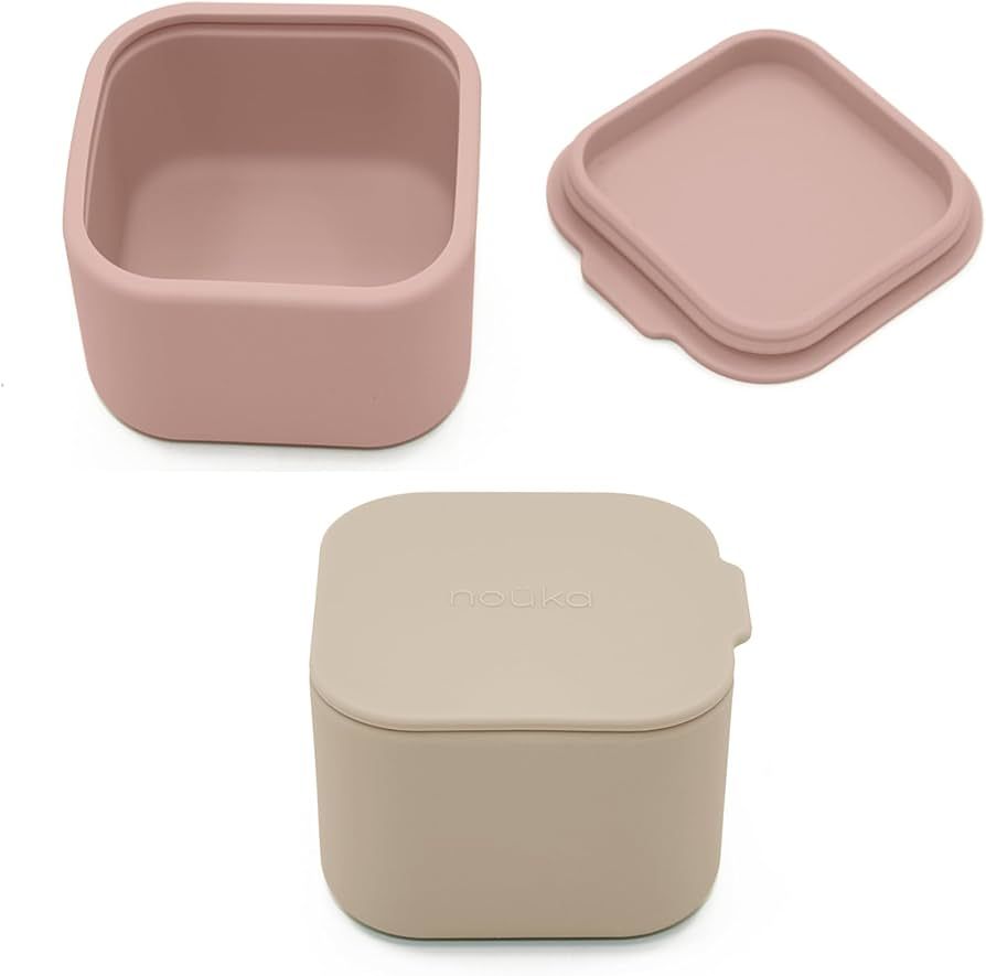 nouka Snack Container 2-Pack | Snack | Food Grade Silicone with Sealed compartment | Soft Blush/D... | Amazon (US)