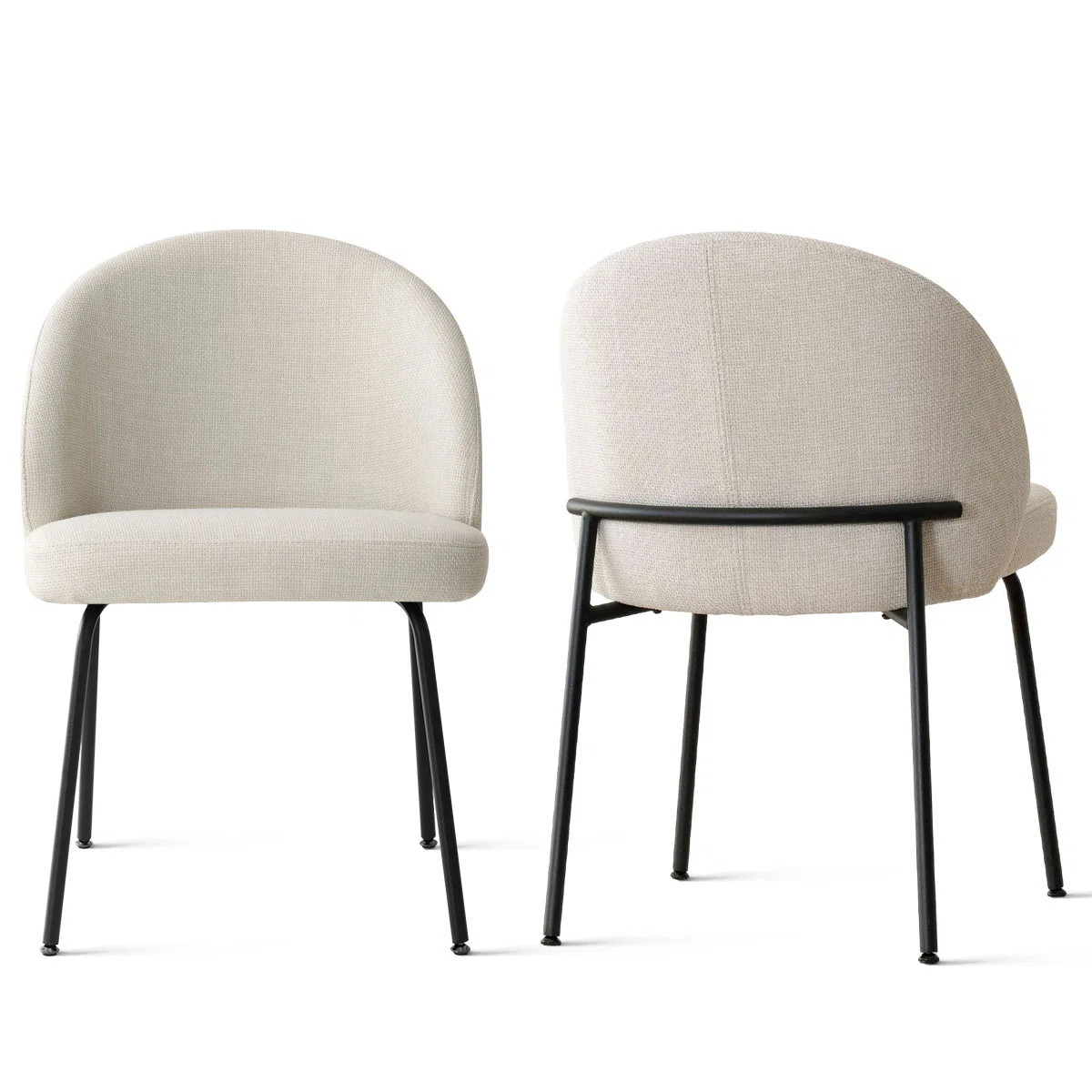 Modern Upholstered Dining Side Chairs with Curved Back & Padded Seat (Set of 2) | Wayfair North America