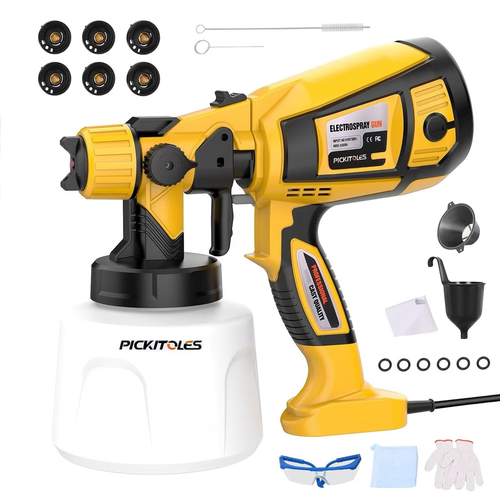 1000W Paint Sprayer HVLP Electric Spray Paint Gun for Painting with 6 Brass Nozzles & 3 Spray Pat... | Amazon (US)