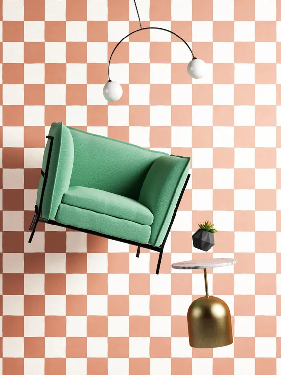 Checkers Traditional Prepasted Wallpaper  Easily Removable | Etsy | Etsy (US)