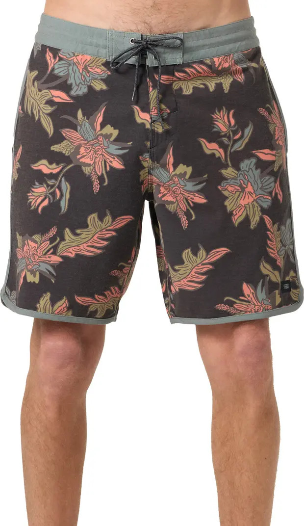 Cruzer Stripe Scallop Board Shorts | Nordstrom