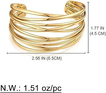 WOWORAMA Chunky Cuff Bracelets for Women Multi-layer Cross Wire Open Bangle Bracelet Adjustable C... | Amazon (US)